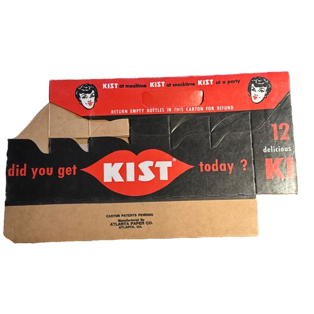 1950s KIST SODA Cardboard Pop Carton Carrier 12‎ BOTTLE Carton VTG NOS Unopened